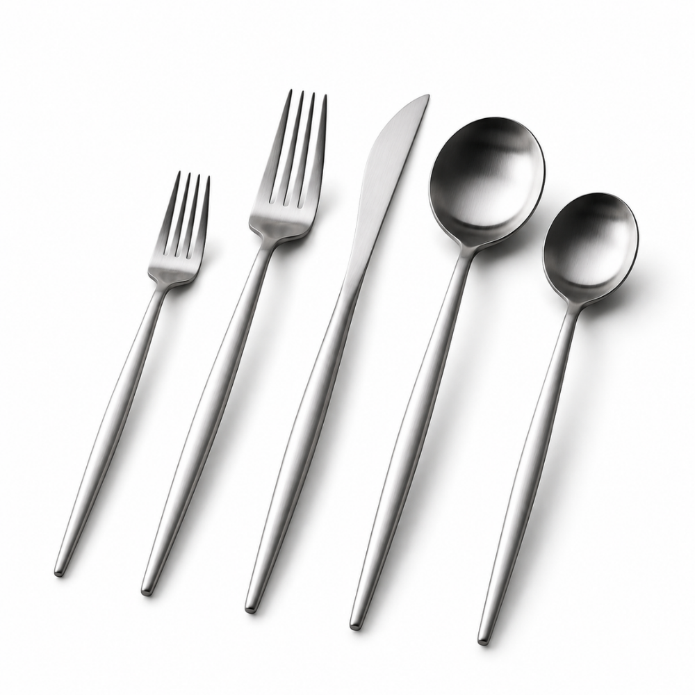 Sada příborů z nerezové oceli – moderní minimalistický design s ergonomickými rukojeťmi 7