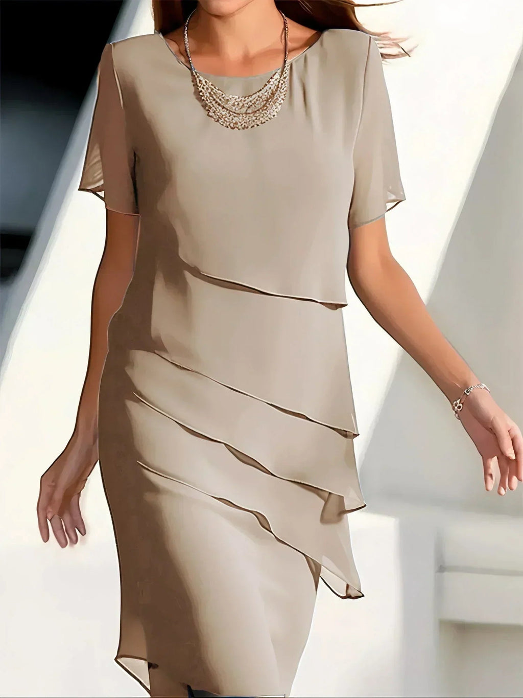 Šifonové midi šaty s splývavým střihem, elegantní design v lehké látce, ideální pro rů 3
