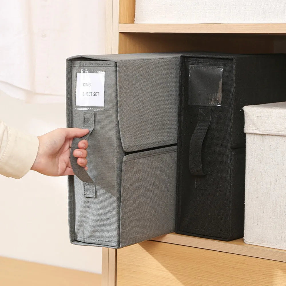 Skládací úložný box z netkané textilie – přenosný organizér na ložní prádlo a oblečení, estetický design, velká kapacita 1