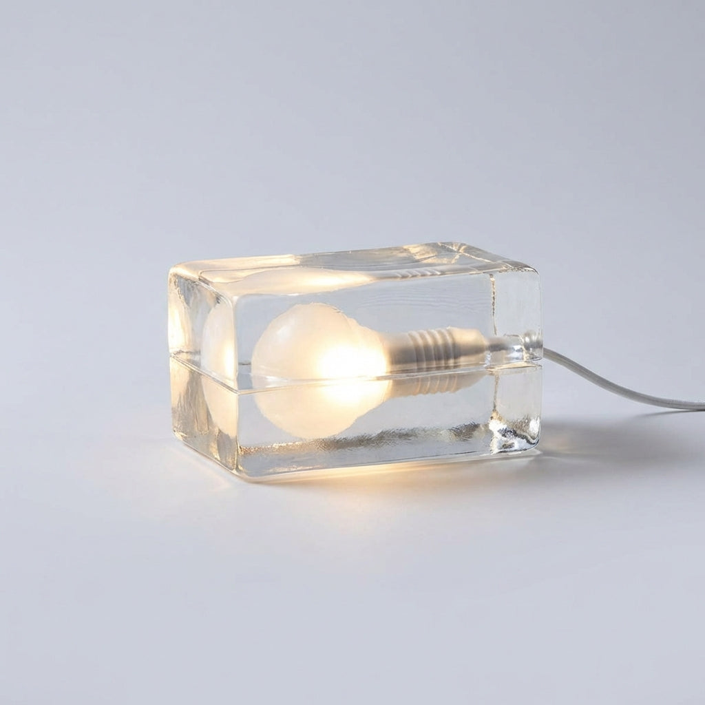 Skleněná stolní lampa s objímkou E27 a vypínačem na kabelu – moderní minimalistický design do obývacího pokoje 1