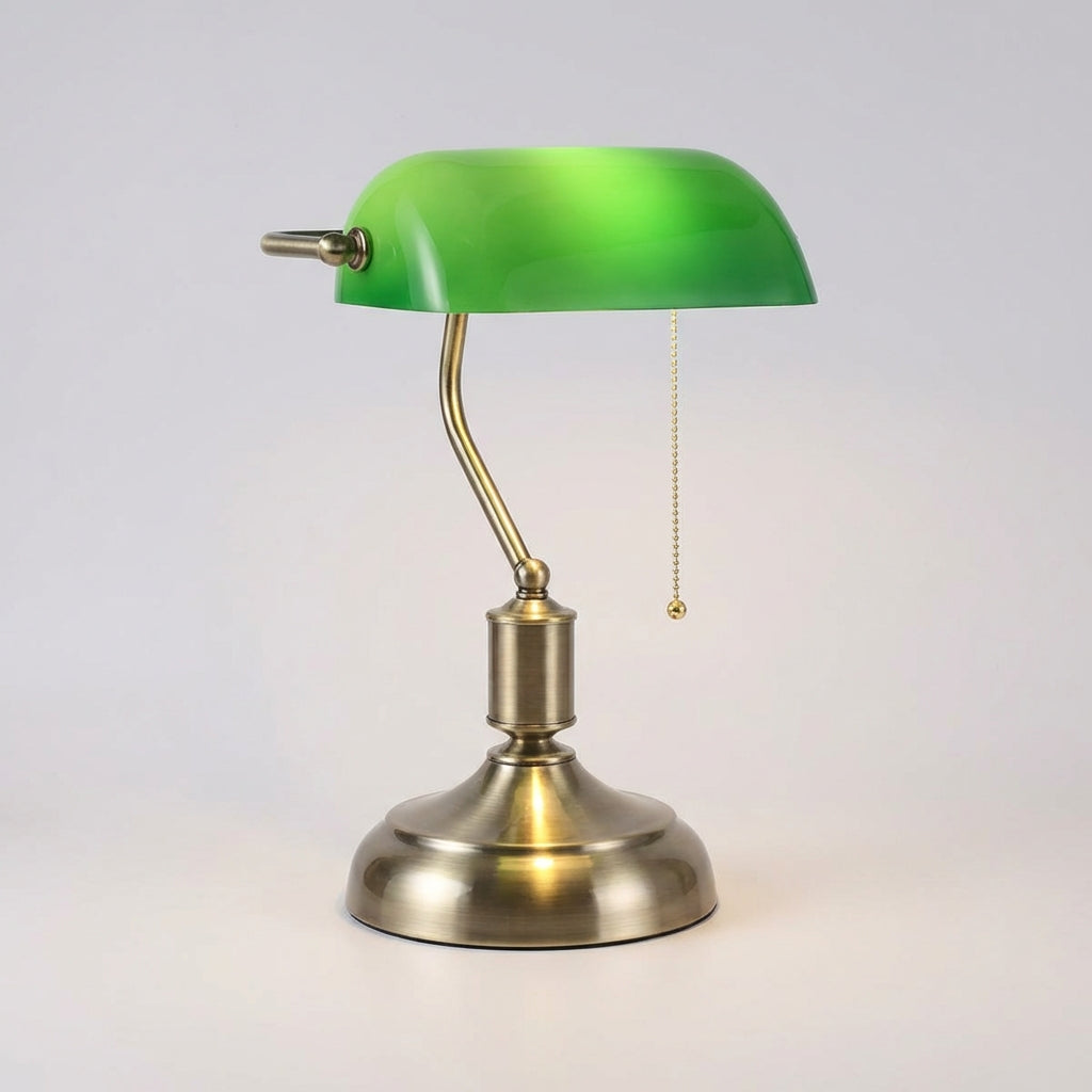 Skleněná stolní lampa s ručně vyrobeným stínidlem a leštěnou kovovou základnou – klasický design do obývacího pokoje 0