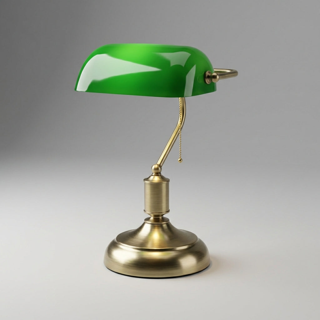 Skleněná stolní lampa s ručně vyrobeným stínidlem a leštěnou kovovou základnou – klasický design do obývacího pokoje 4