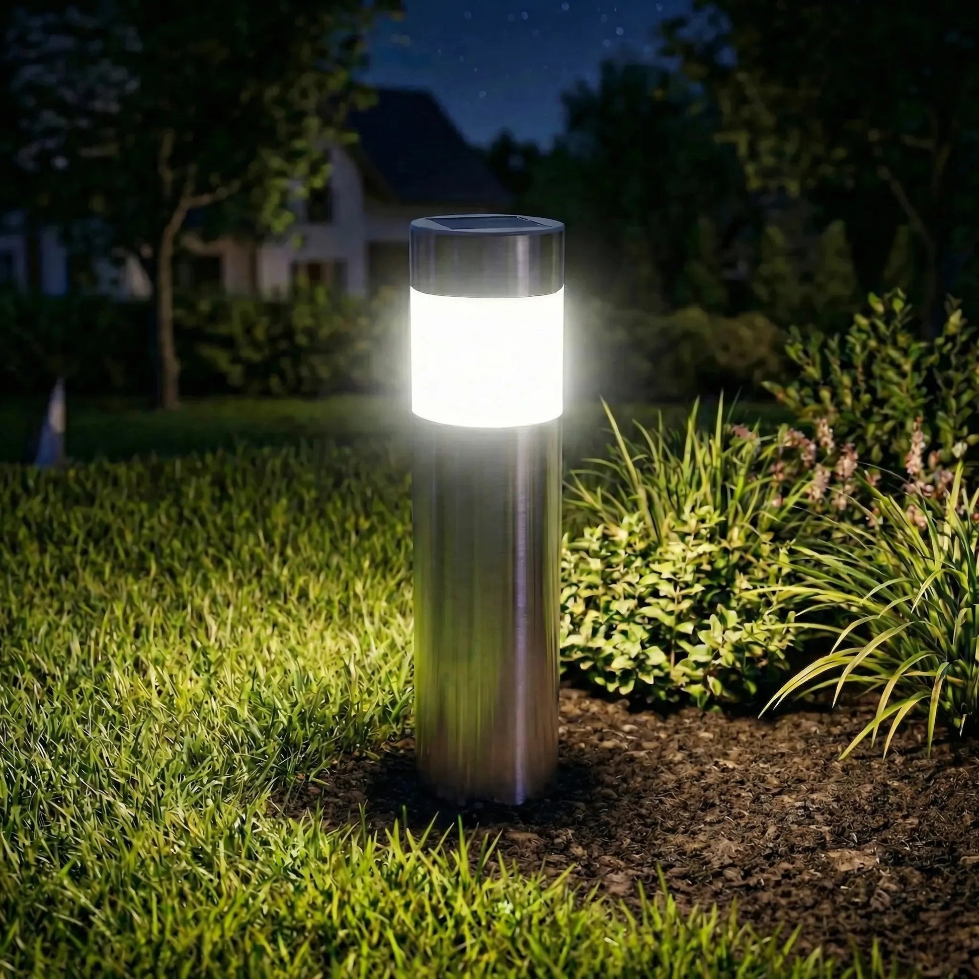 Solární LED zahradní lampy s automatickým přepínáním - válcové, teplé bílé světlo, odolné vůči povětrnostním vlivům 0