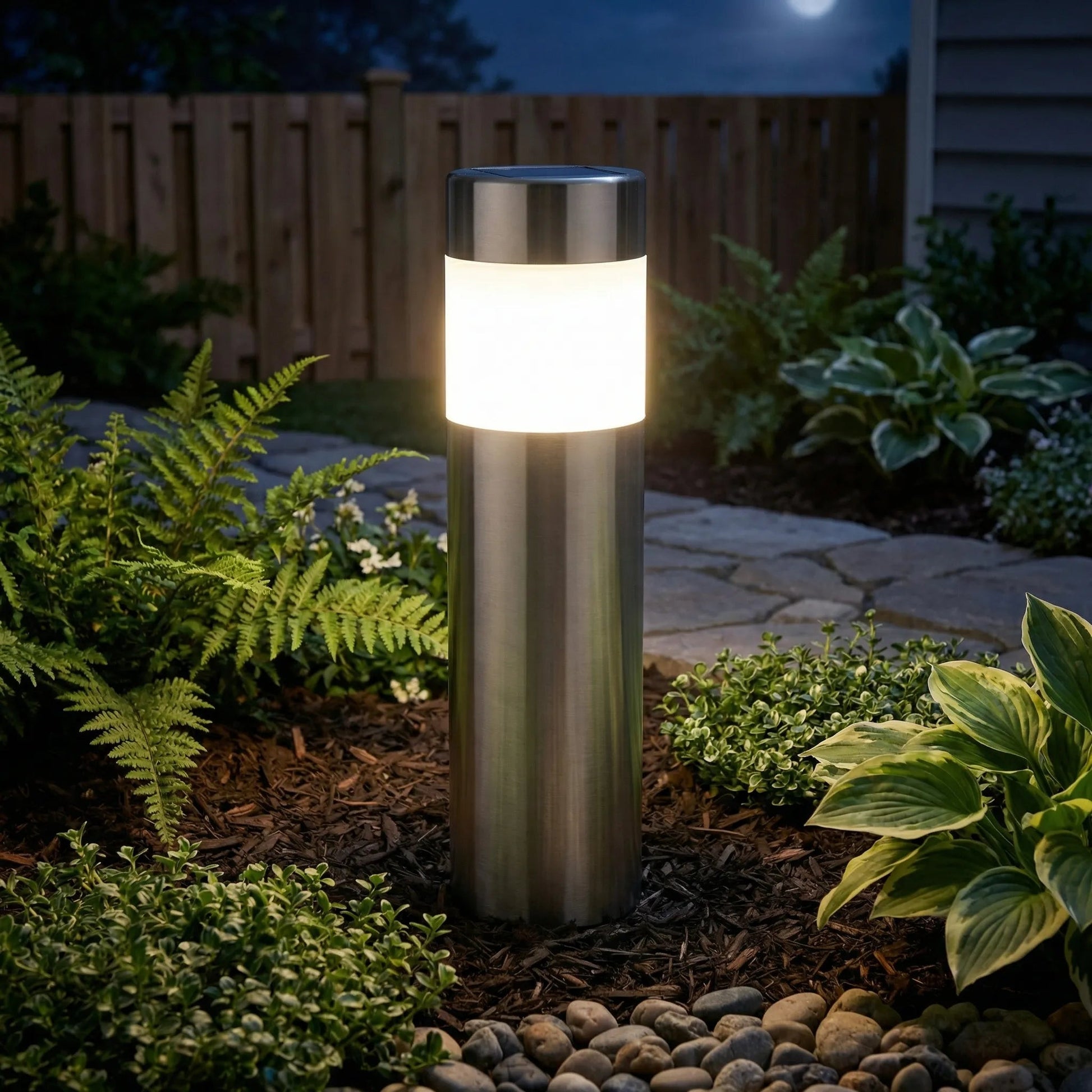Solární LED zahradní lampy s automatickým přepínáním - válcové, teplé bílé světlo, odolné vůči povětrnostním vlivům 2