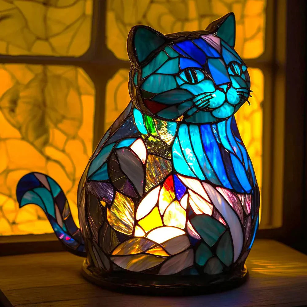 Sošná skleněná lampa se zvířecími motivy v jemném světle 14