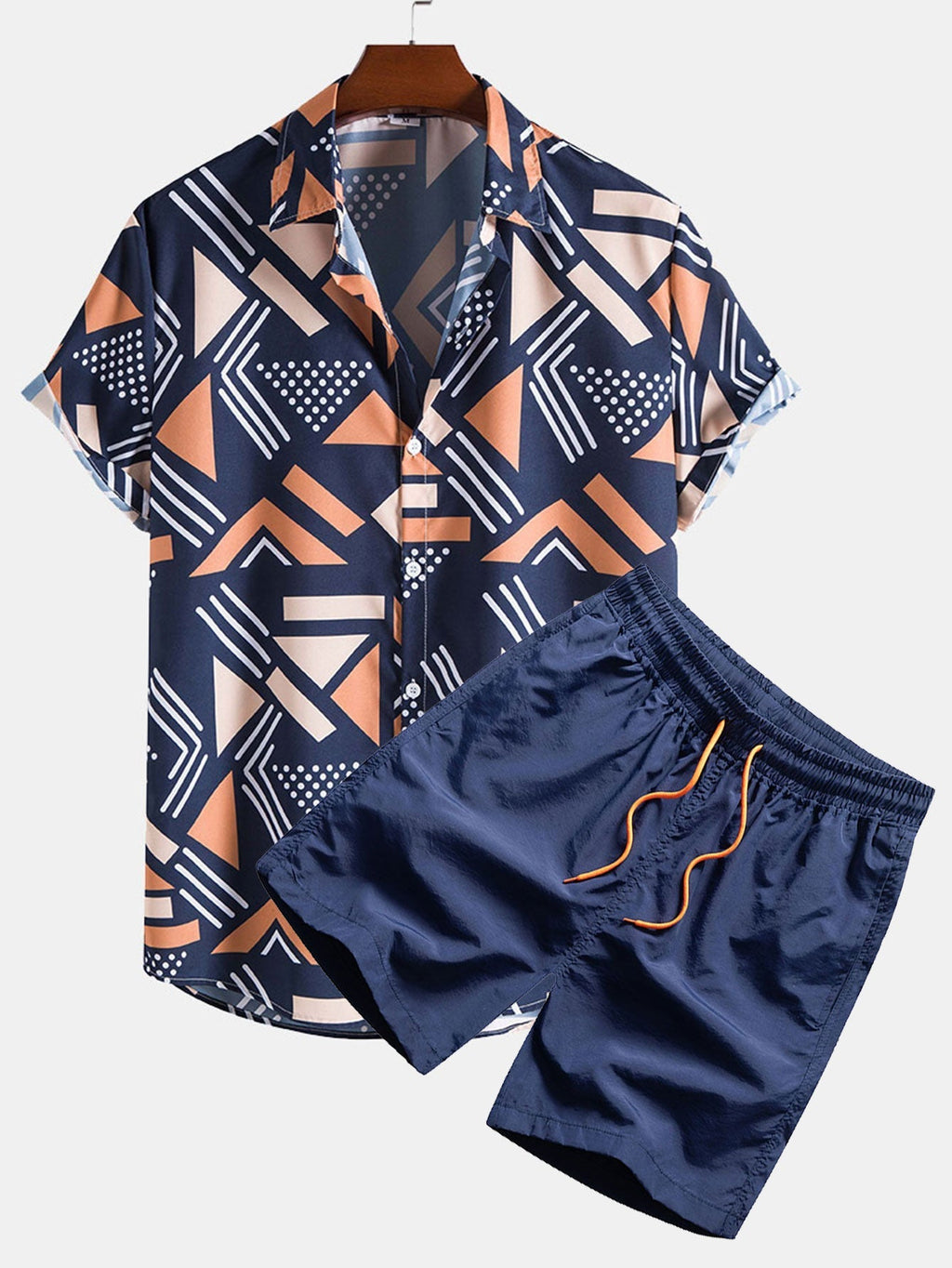 Souprava trička a plavek s geometrickým potiskem – unikátní vzor, 100% polyester 0
