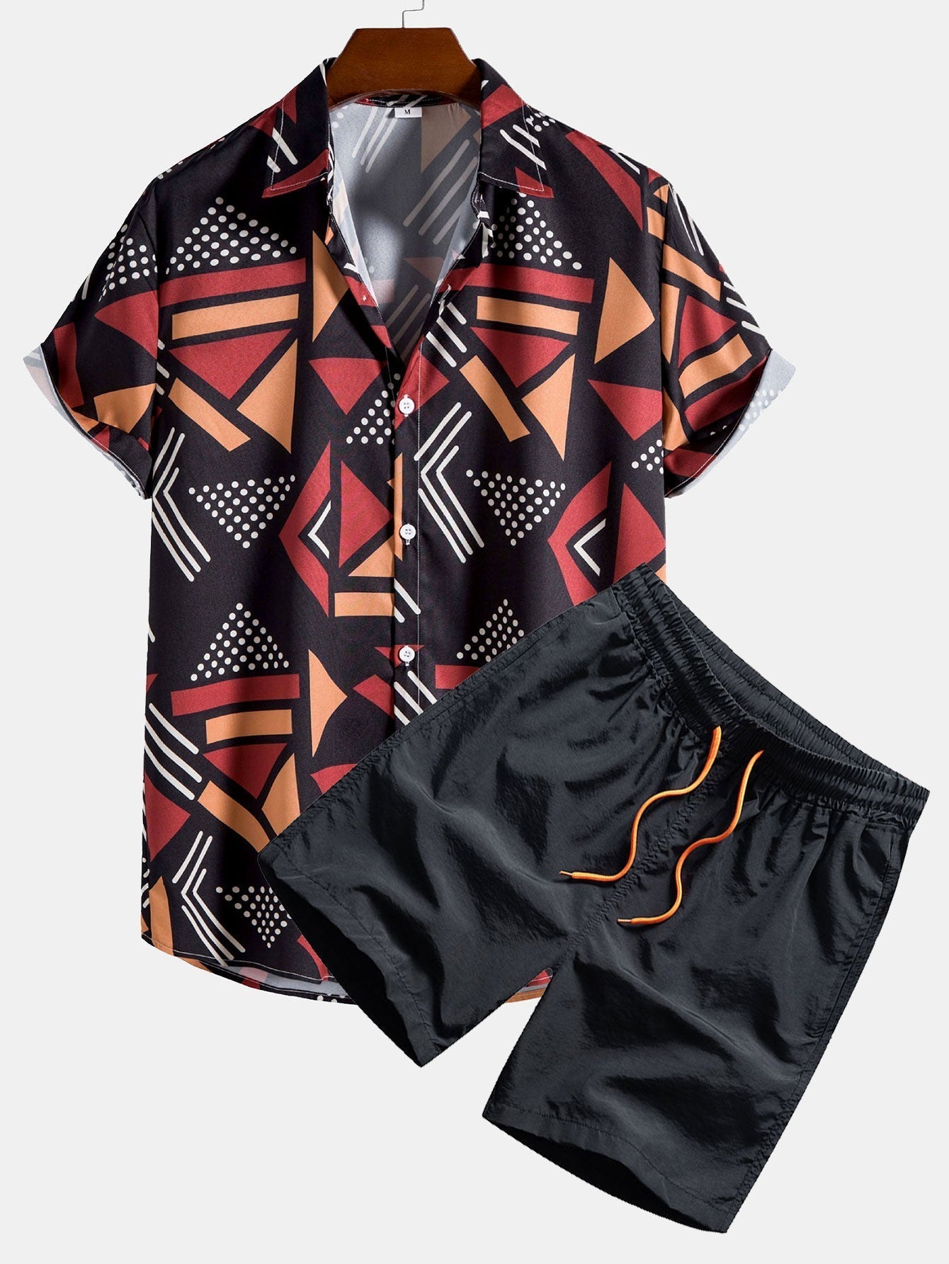 Souprava trička a plavek s geometrickým potiskem – unikátní vzor, 100% polyester 1
