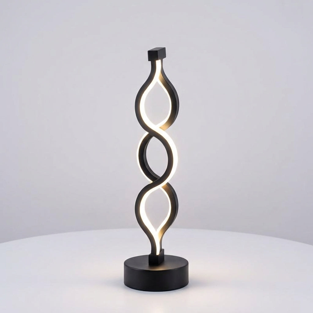 Spirálová LED stolní lampa se sochařským designem – kompaktní, energeticky úsporná do obývacích pokojů a kanceláří 1