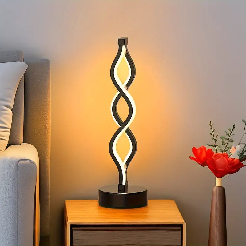 Spirálová LED stolní lampa se sochařským designem – kompaktní, energeticky úsporná do obývacích pokojů a kanceláří 4