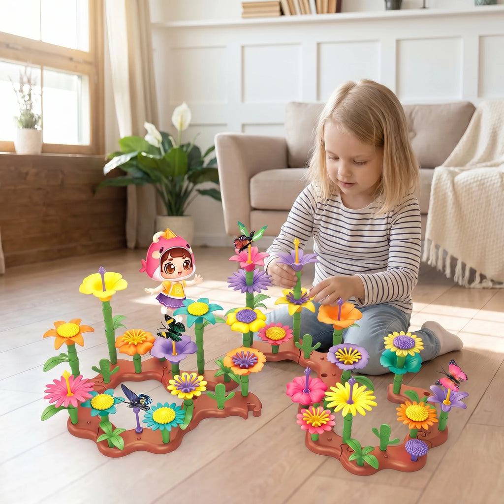 Stavebnice Květinová Zahrada pro Děti s Montessori designem, podporující kreativitu a rozvoj jemné motor 5