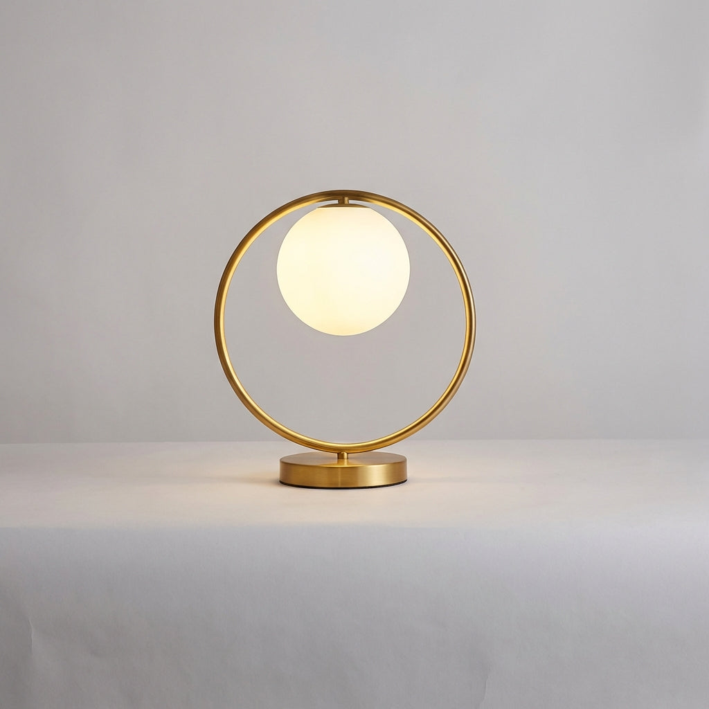 Stmívatelná stolní lampa s LED kroužkem – sklo, moderní design, nastavitelné světlo, kompaktní 12x28cm 0