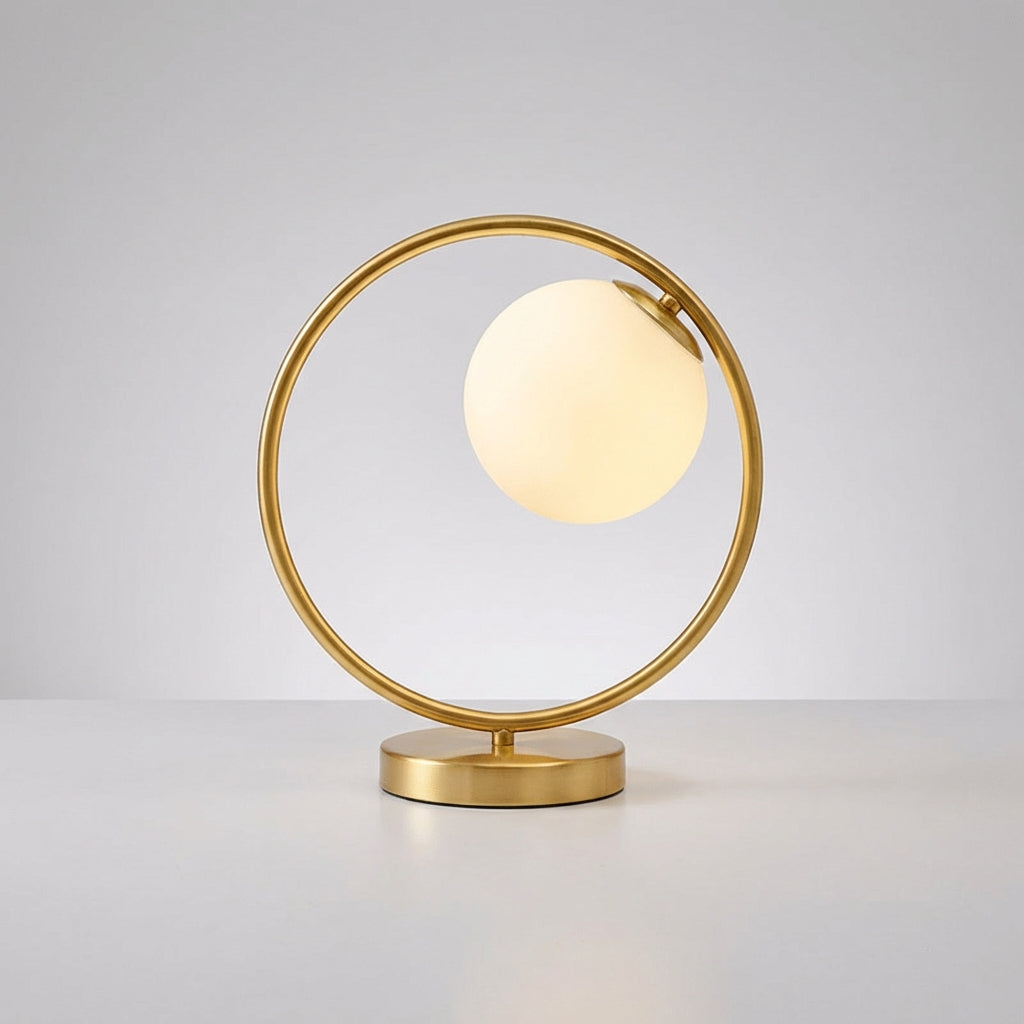 Stmívatelná stolní lampa s LED kroužkem – sklo, moderní design, nastavitelné světlo, kompaktní 12x28cm 4