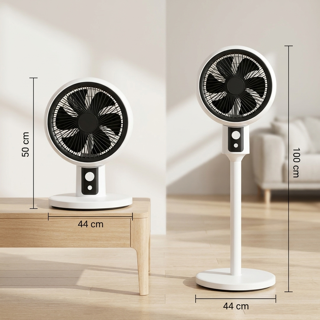 Stojanový ventilátor s 3D oscilací a dálkovým ovládáním, nastavitelnou výškou, t 1
