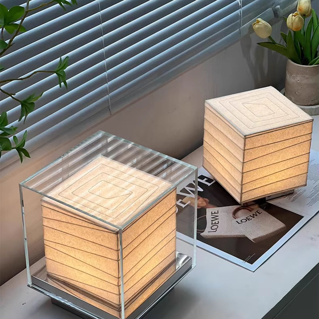 Stolní lampa s dotykovým stmíváním a integrovanou LED, vyrobená z moderního rýž 1