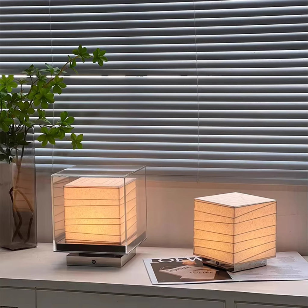 Stolní lampa s dotykovým stmíváním a integrovanou LED, vyrobená z moderního rýž 3
