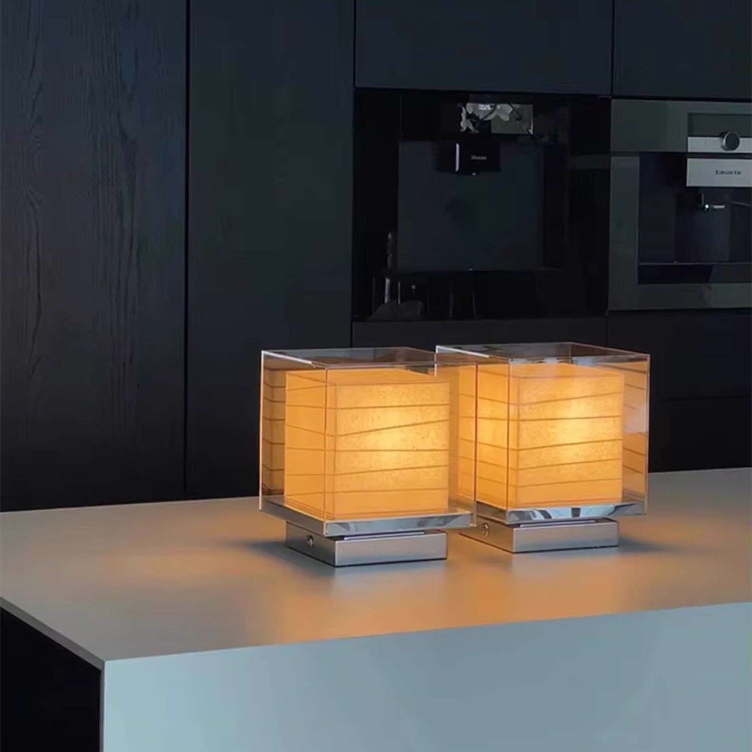 Stolní lampa s dotykovým stmíváním a integrovanou LED, vyrobená z moderního rýž 6