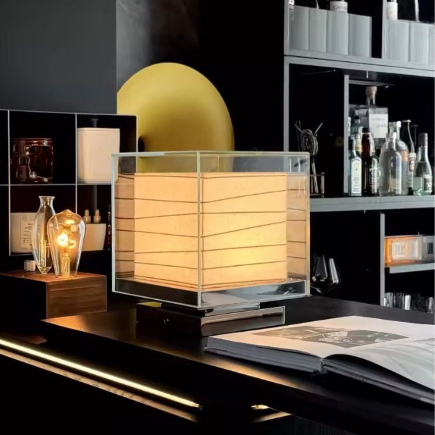 Stolní lampa s dotykovým stmíváním a integrovanou LED, vyrobená z moderního rýž 8
