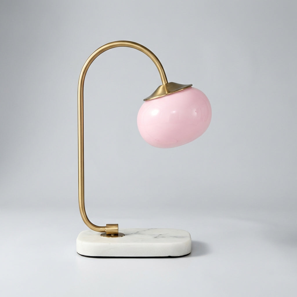 Stolní Lampa s Kulatým Skleněným Stínidlem a Kovovým Designem – E27, Moderní Styl, 28cm x 41cm 0