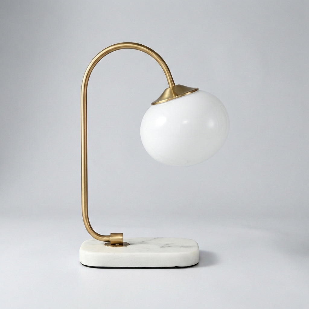 Stolní Lampa s Kulatým Skleněným Stínidlem a Kovovým Designem – E27, Moderní Styl, 28cm x 41cm 4