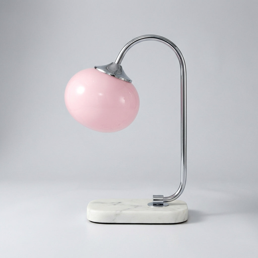 Stolní Lampa s Kulatým Skleněným Stínidlem a Kovovým Designem – E27, Moderní Styl, 28cm x 41cm 6