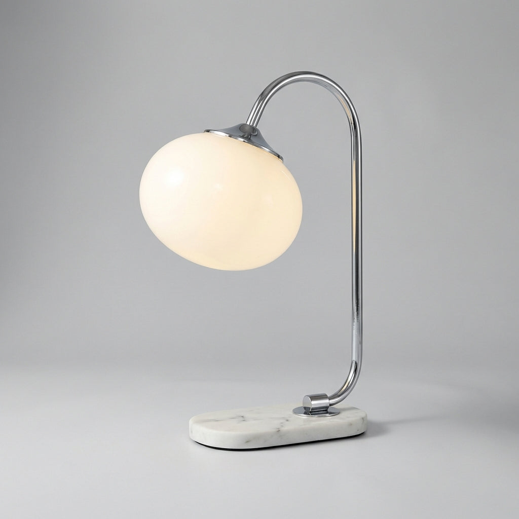 Stolní Lampa s Kulatým Skleněným Stínidlem a Kovovým Designem – E27, Moderní Styl, 28cm x 41cm 7