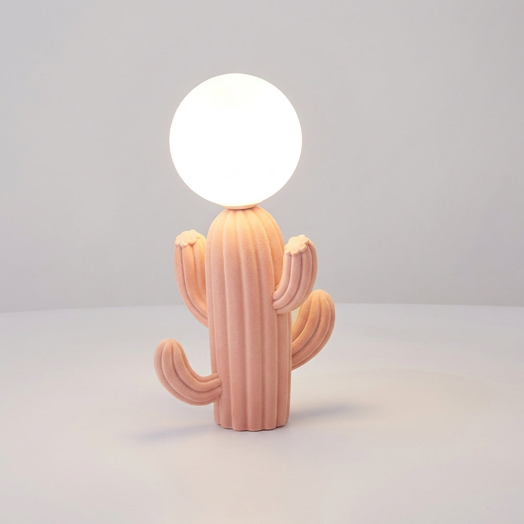 Stolní Lampa s LED Osvětlením a Skleněným Stínidlem – Kompaktní Kaktusový Design do Ložnice 0