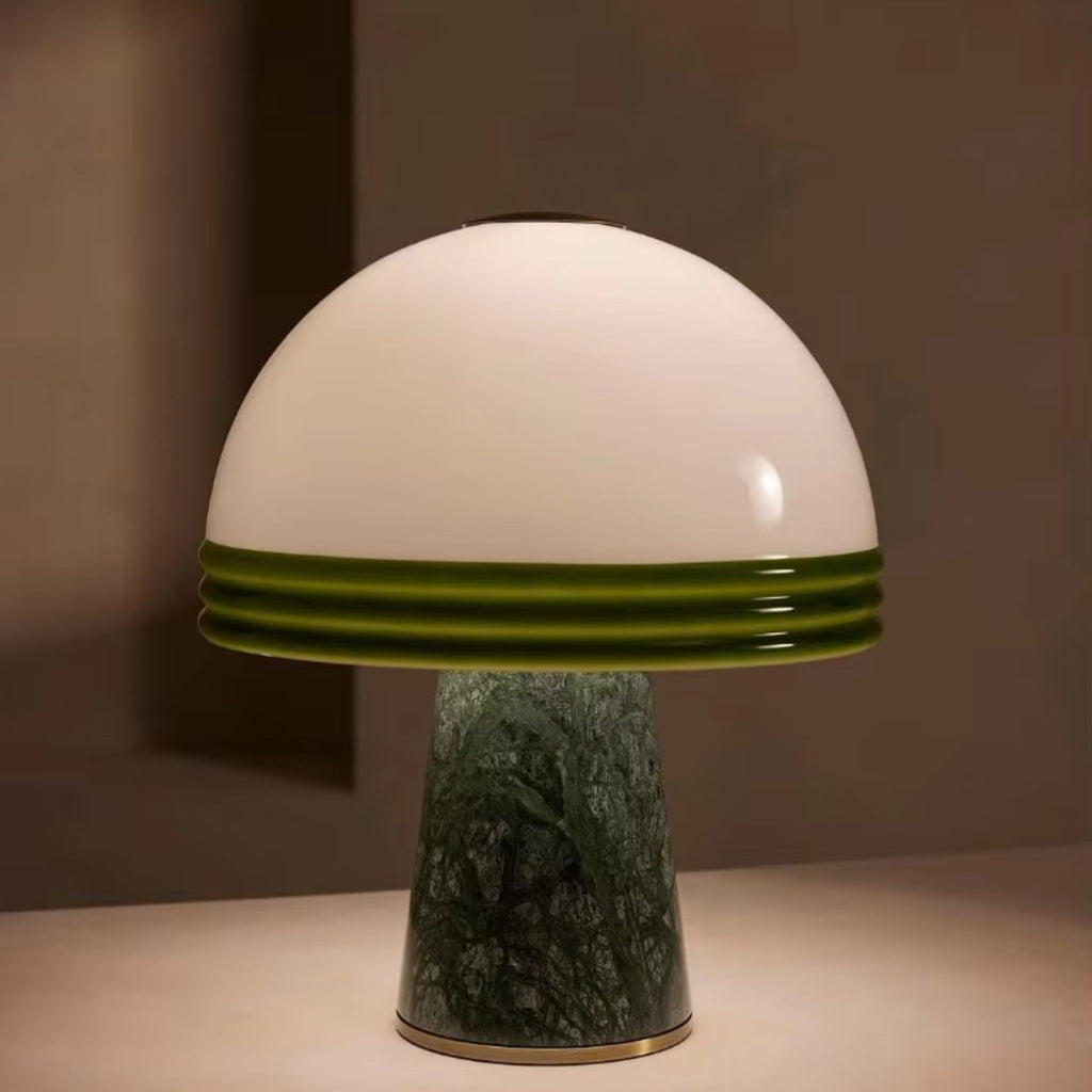 Stolní lampa s LED světlem a zeleným mramorem, moderní sochařský design, ideální na noční stole 1