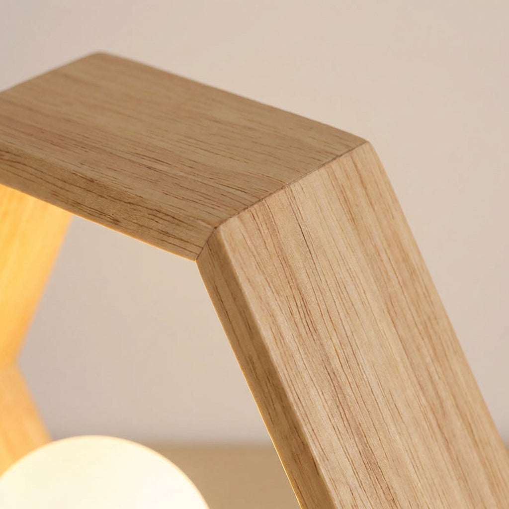 Stolní Lampa s Teplým Světlem a Přírodním Dřevem – Minimalistický Design, 25 cm 2