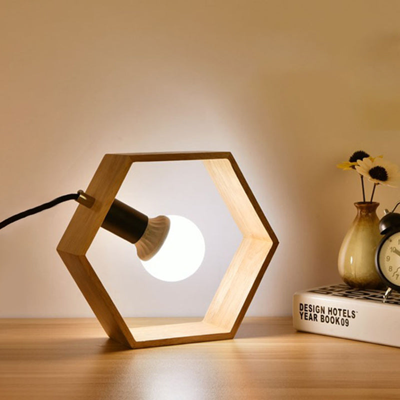 Stolní Lampa s Teplým Světlem a Přírodním Dřevem – Minimalistický Design, 25 cm 3