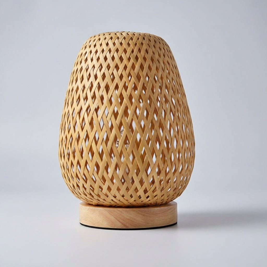Stolní Lampa z Bambusu s USB Napájením – Ekologické Osvětlení do Ložnice a Obývacího Pokoje 1