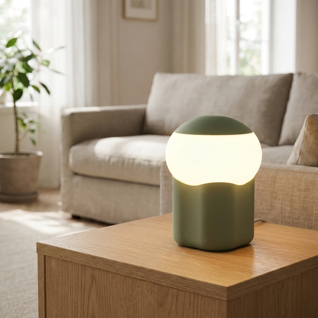Stolní lampa Houbová s měkkým LED světlem – moderní minimalistický design pro použití u postele a nočního stolku 1