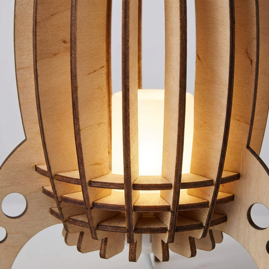 Stolní lampa Rocket s teplým světlem - ručně vyrobená z bukového dřeva - kompaktní do obývacích pokojů a kanceláří 3