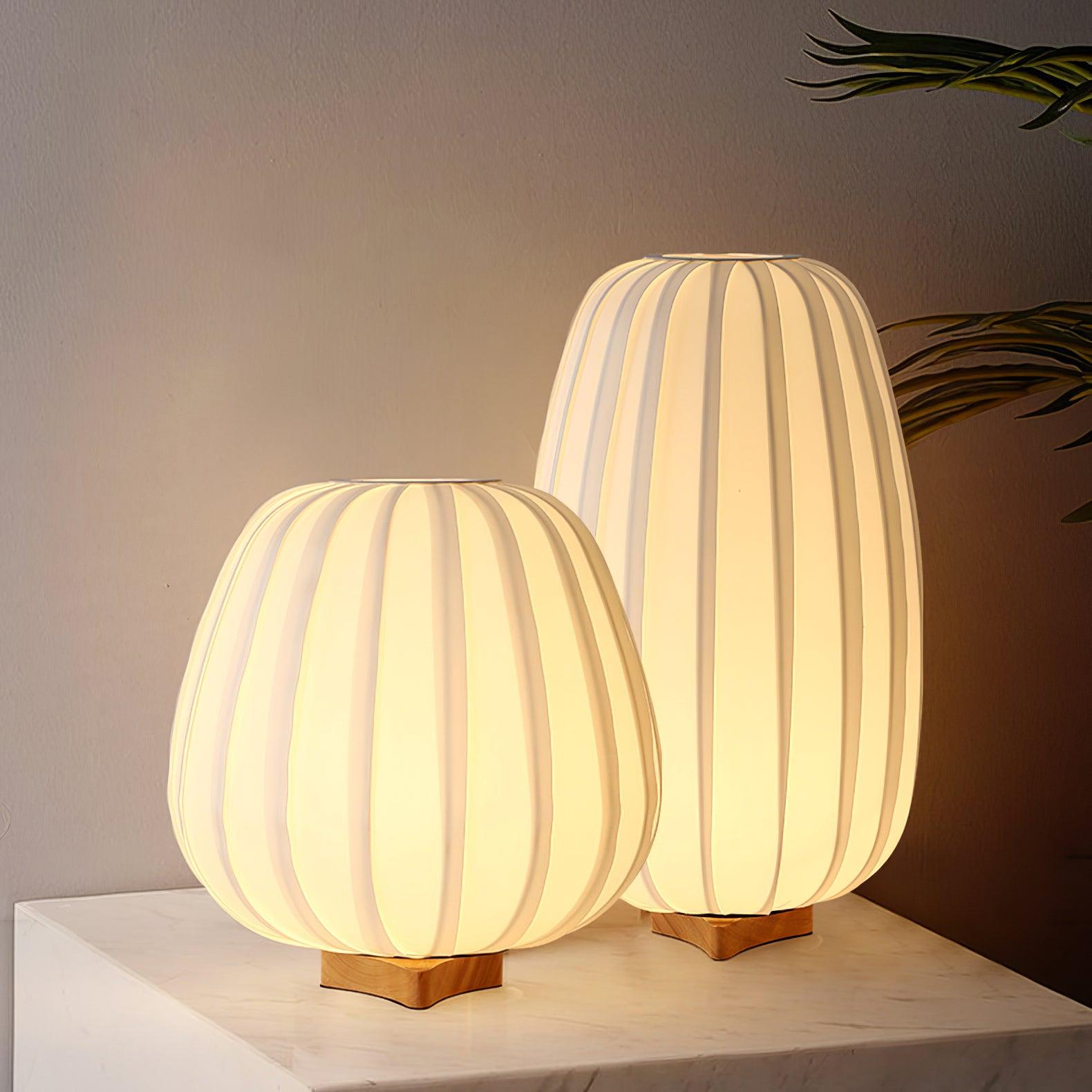 Stolní lampa s látkovým stínidlem a bambusovou základnou – minimalistická černá lampa do obývacího pokoje 30 cm 4