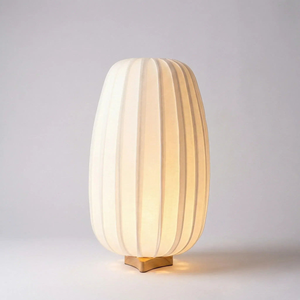 Stolní lampa s látkovým stínidlem a bambusovou základnou – minimalistická černá lampa do obývacího pokoje 30 cm 6