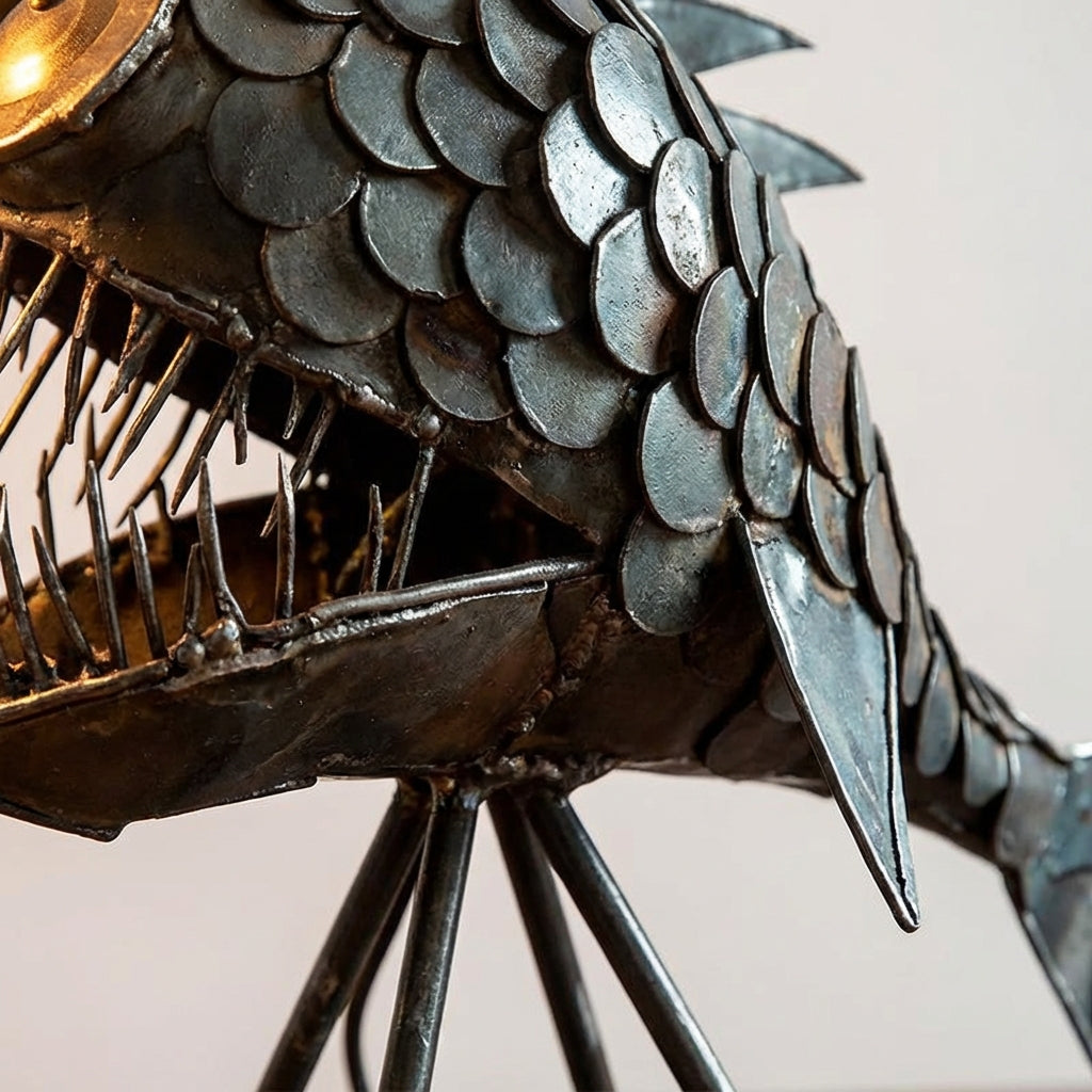 Stolní lampa s nastavitelným stínidlem a sošnou siluetou ryby – retro design do obývacích pokojů a na psací stůl 2