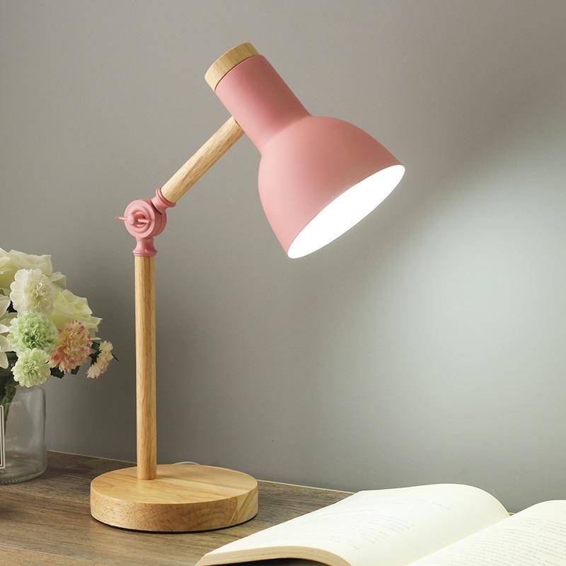 Stolní lampa v severském stylu s dřevěnou povrchovou úpravou – nastavitelná výška stolní a noční lampy pro minimalistický obývací pokoj a ložnici 8