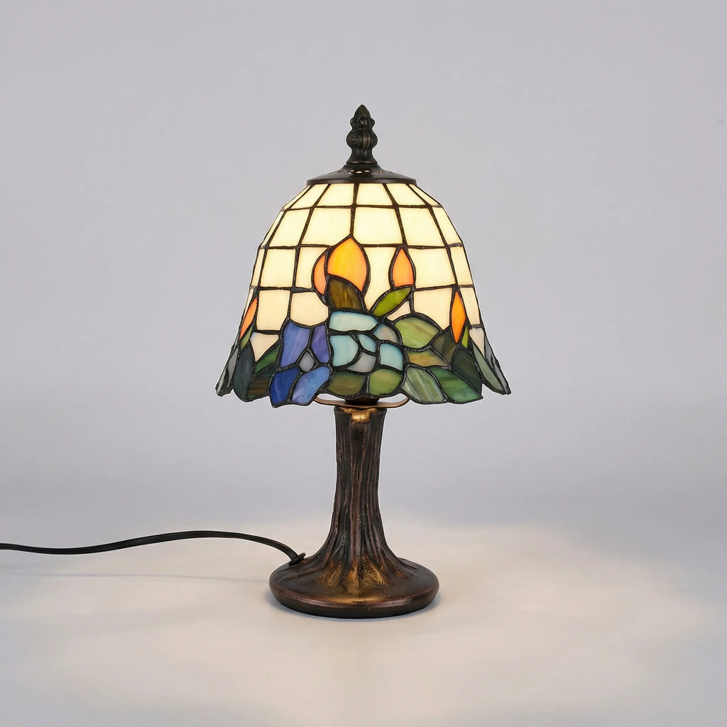 Stolní lampa z vitrážového skla s LED osvětlením, stínidlem a podstavcem z kartáčovaného niklu – moderní design do obývacího pokoje 2