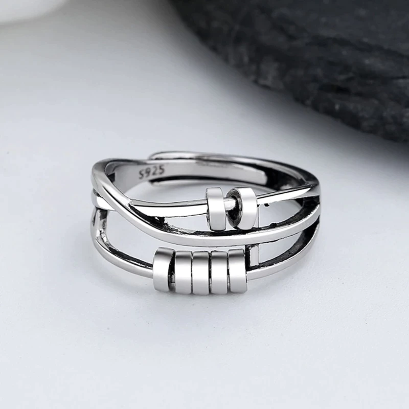 Stříbrný prsten proti úzkosti Spinable + nastavitelná velikost + elegantní design + šperky proti stresu 0