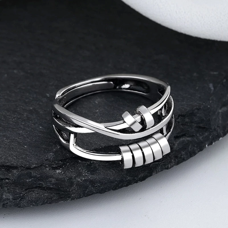 Stříbrný prsten proti úzkosti Spinable + nastavitelná velikost + elegantní design + šperky proti stresu 2