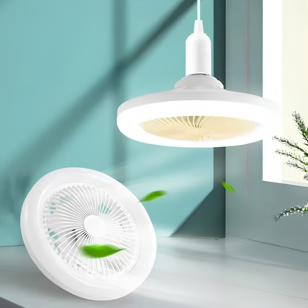 Stropní ventilátor s LED světlem a dálkovým ovládáním – E27 bílé svítidlo 1