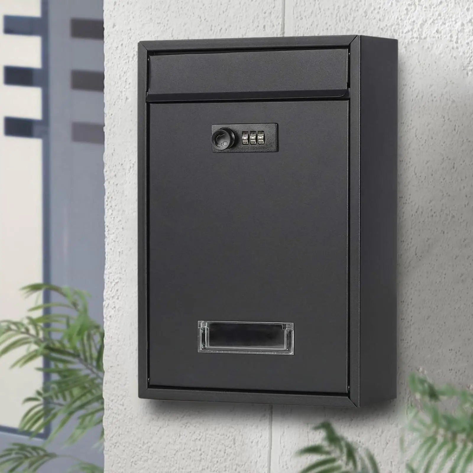 Stylová černá poštovní schránka s kombinačním zámkem – bezpečný nástěnný design 6