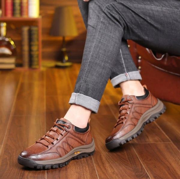 Stylová ortopedická obuv pro muže vyrobená z vysoce kvalitní hovězí kůže – lehká, voděodolná a protiskluzová 7