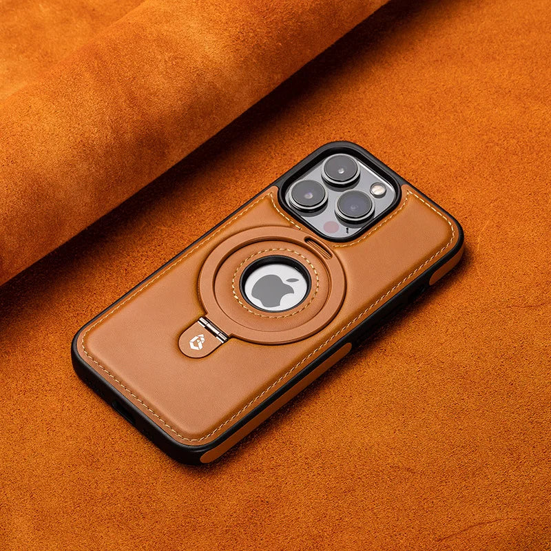 Stylové magnetické pouzdro na iPhone z PU kůže s vestavěným stojánkem 0