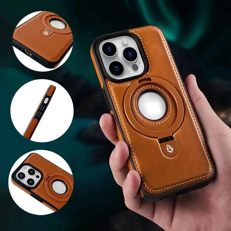 Stylové magnetické pouzdro na iPhone z PU kůže s vestavěným stojánkem 1