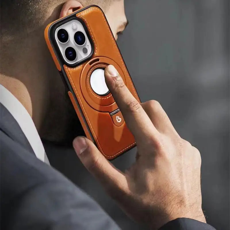 Stylové magnetické pouzdro na iPhone z PU kůže s vestavěným stojánkem 2