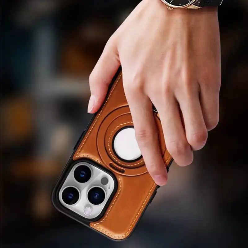 Stylové magnetické pouzdro na iPhone z PU kůže s vestavěným stojánkem 3