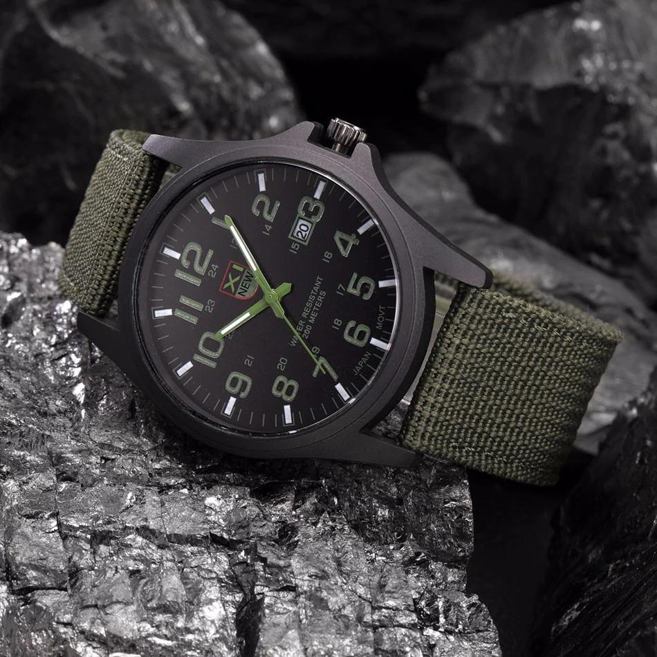 Taktické vojenské hodinky TitanGuard – vodotěsné, odolné se silikonovým řemínkem, 45 mm, černé, zelené, khaki 0