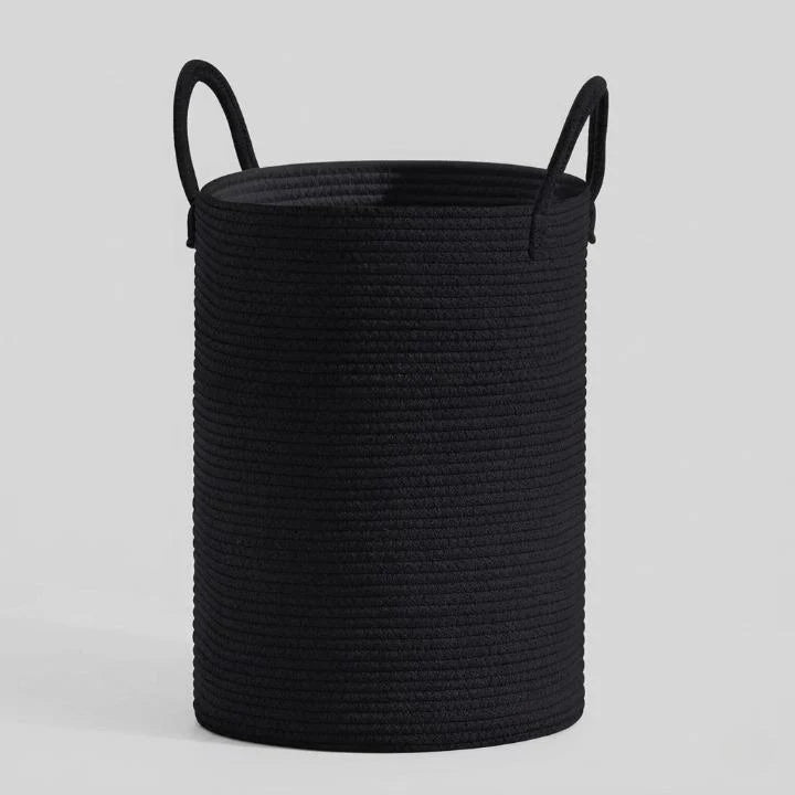 Tkaný bavlněný koš na prádlo v přírodní a černé barvě, skládací design, objem 10