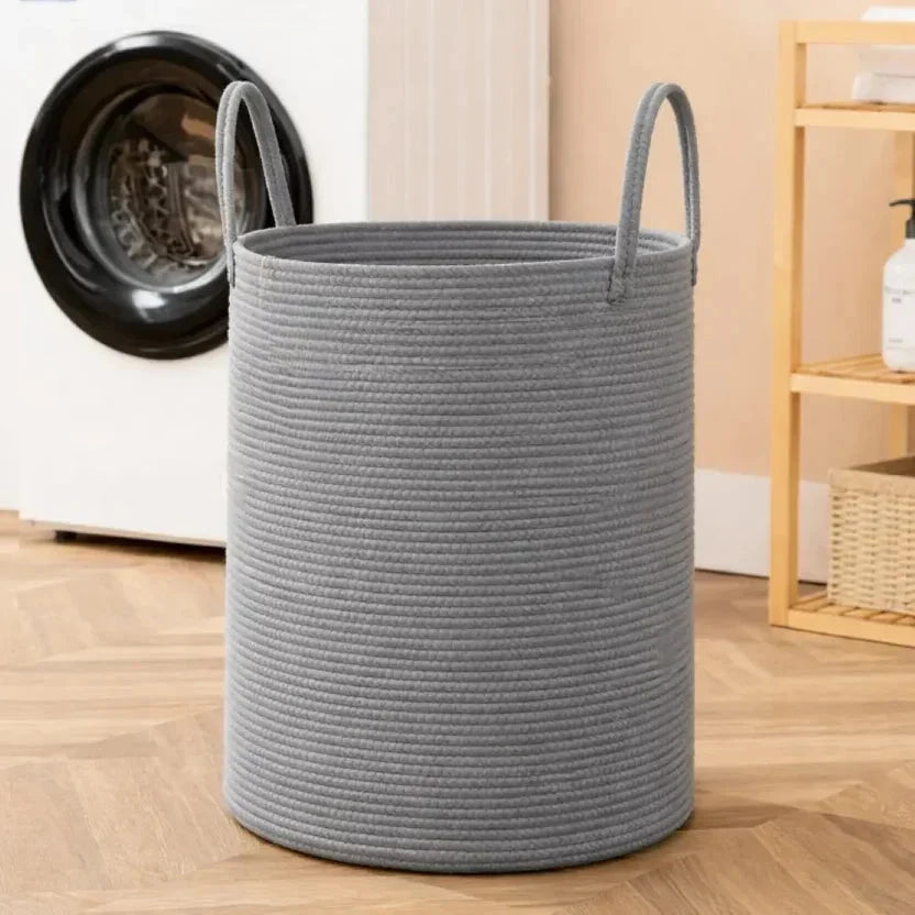 Tkaný bavlněný koš na prádlo v přírodní a černé barvě, skládací design, objem 5