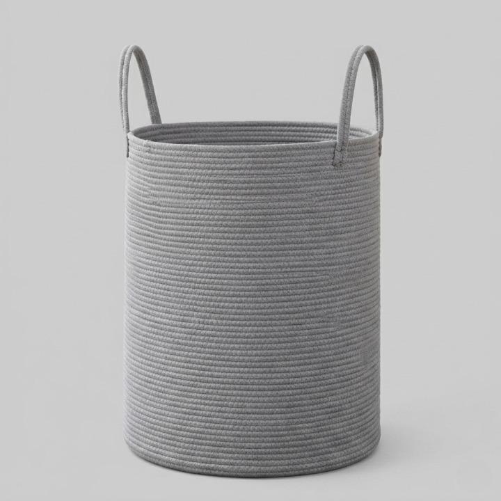 Tkaný bavlněný koš na prádlo v přírodní a černé barvě, skládací design, objem 9